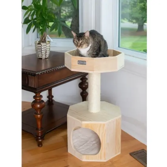 Armarkat Premium Scots Pine 29-Inch Real Wood Cat Tree with Perch and Condo image {3}