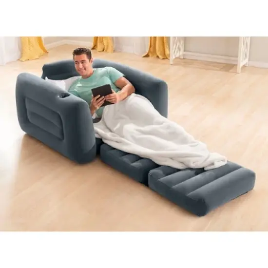 Intex 66551EP Inflatable Pull-Out Sofa Chair Sleeper that works as a Air Bed Mattress, Twin Sized (2 Pack) image {3}