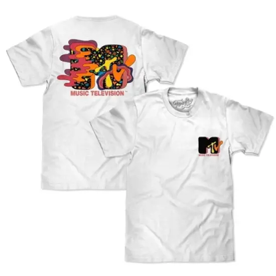 Tee Luv MTV 80s Logo Front/Back Print T-Shirt - White XX-Large image {3}