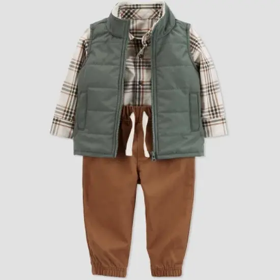 Carter's Just One You&reg;️ Baby Boys' Plaid Top & Bottom Set - Green/Brown image {1}