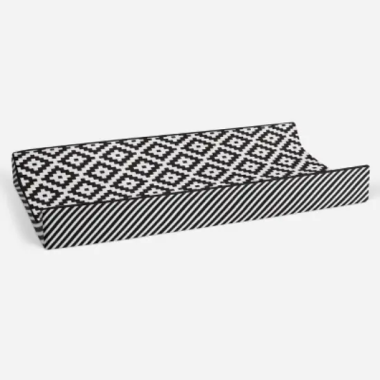 Bacati - Love Black/White Warp Stripes Changing Pad Cover image {2}