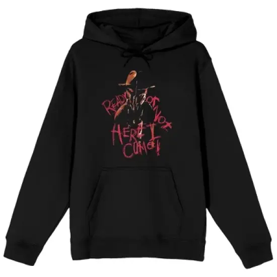 Nightmare On Elm Street Ready Or Not Here I Come Long Sleeve Women's Black Hooded Sweatshirt image {3}