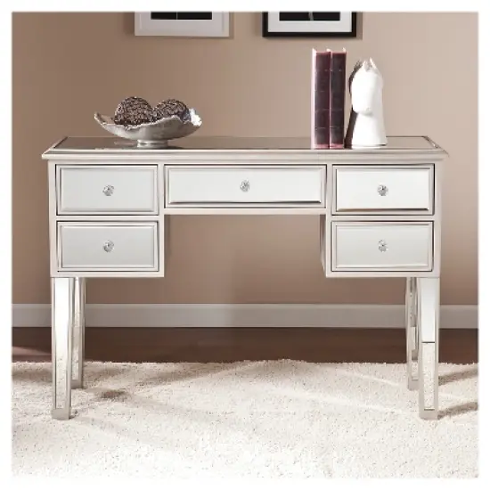Tobias Mirrored Desk/Console Table - Silver - Aiden Lane image {1}