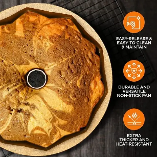 NutriChef Extra Thick Cast Aluminum Pandora Fluted Cake Pan &ndash; Non-Stick Coating, Oven Safe image {5}