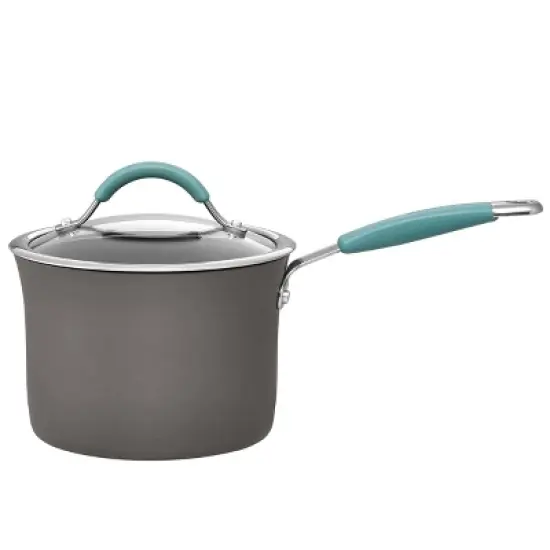 Rachael Ray Cucina 3qt Hard Anodized Nonstick Saucepan with Lid Blue Handles image {3}