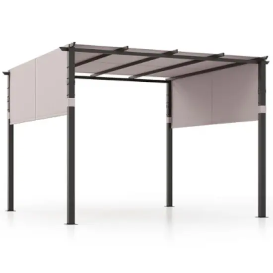 Tangkula 10 x 10 ft Flat Top Pergola w/ Retractable Canopy Outdoor Grill Gazebo image {11}