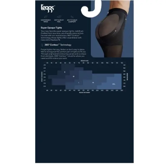 L'eggs Women's 80 Denier 360 Contour Super Opaque Tights - Black image {2}