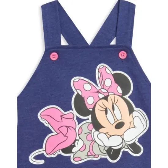 Disney Minnie Mouse Baby Girls French Terry Short Overalls T-Shirt and Headband 3 Piece Outfit Set Newborn to Toddler image {6}