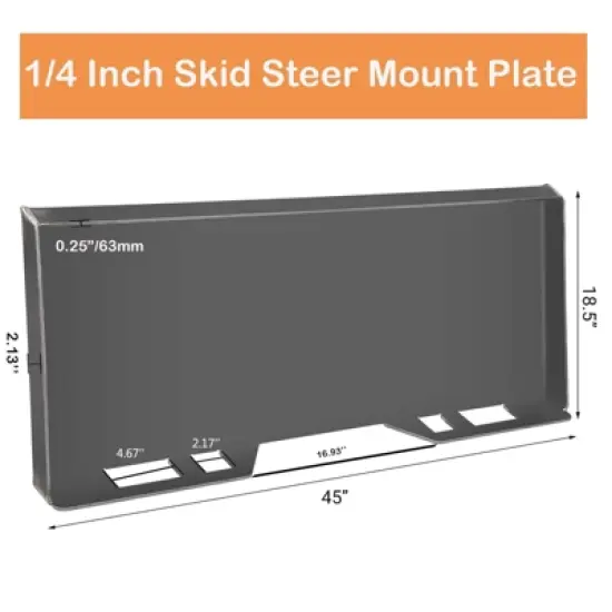 1/4" Skid Steer Attachment Plate, Universal Quick Mount Plate, Grade 50 Structural Steel, Anti-Rust Surface,Silver image {1}