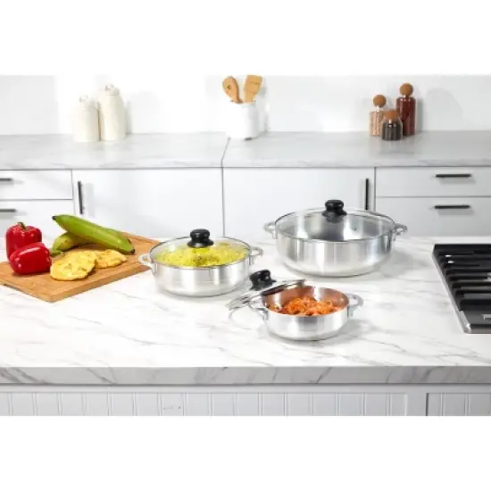 IMUSA 3pc Basic Caldero Set with Glass Lid: Aluminum Cookware, 6-Piece, Electric & Gas Compatible, Hand Wash image {5}