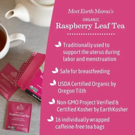 Earth Mama Organic Raspberry Leaf Tea for Labor Prep and Menstrual Support - 0.84oz/16ct image {4}