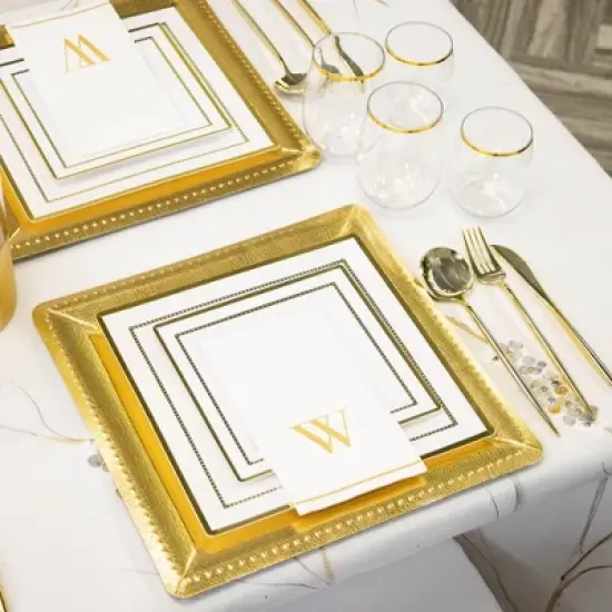 Silver Spoons Disposable Charger and Plate Set for Party, Includes 20 Charger Plates (13&rdquo;), 20 Dinner Plates (10.25&rdquo;) & 20 Side Plates (7.5&rdquo;), Silver image {3}