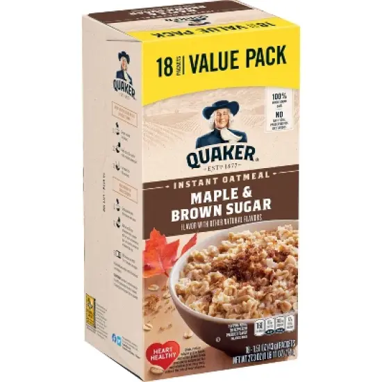 Quaker Instant Maple & Brown Sugar Flavored Oatmeal - 27.3oz/18ct image {8}