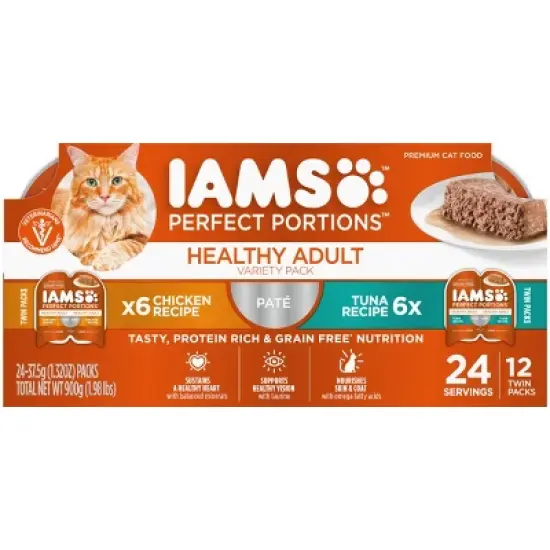 IAMS Perfect Portions Healthy Adult Pate Tuna, Chicken and Salmon Flavor Wet Cat Food image {11}