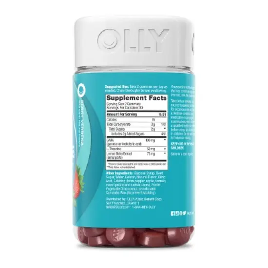 OLLY Goodbye Stress Gummies with GABA, L-Theanine & Lemon Balm - Berry Verbena image {2}