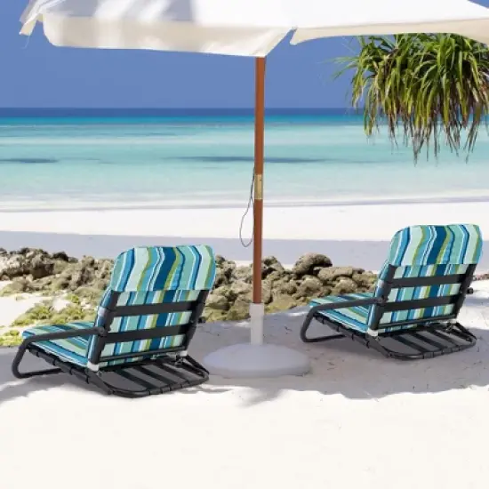Tangkula Low Beach Chairs for Adults 2 Pack w/ Aluminum Frame and Soft Cushion 300 LBS image {1}