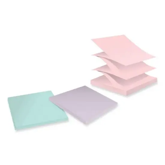 Post-it Notes Super Sticky 100% Recycled Paper Super Sticky Notes, 3" x 3", Wanderlust Pastels, 70 Sheets/Pad, 6 Pads/Pack image {2}