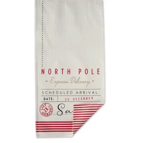 Design Imports  Christmas Santa'S Workshop Printed Table Runner, Off-White, 14X72" image {1}