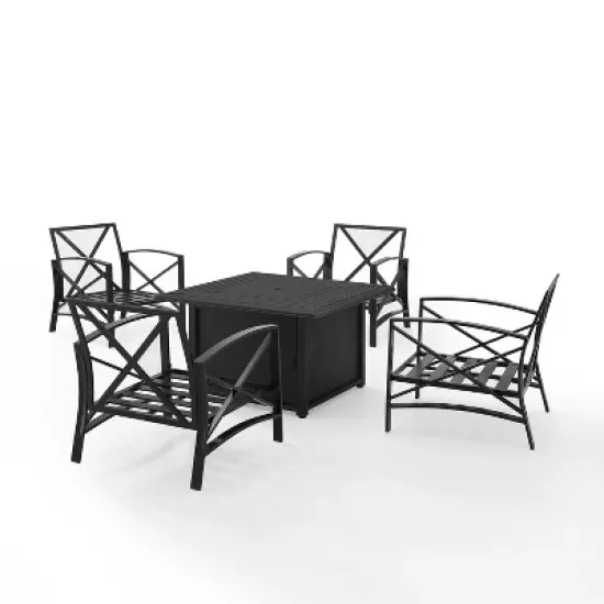 Kaplan 5pc Outdoor Conversation Set with Dante Fire Table & 4 Arm Chairs - Mist - Crosley image {2}