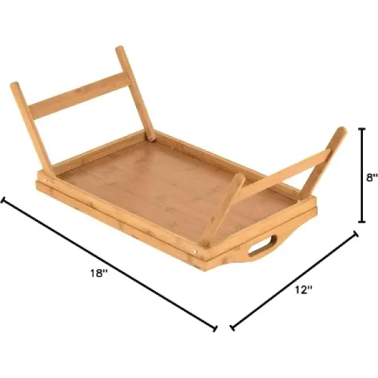 Attop Home-It Bed Table Tray with Folding Legs - Bamboo Breakfast Tray with Handles for Bed, Sofa, Eating and Laptops, Snacking and Working image {1}