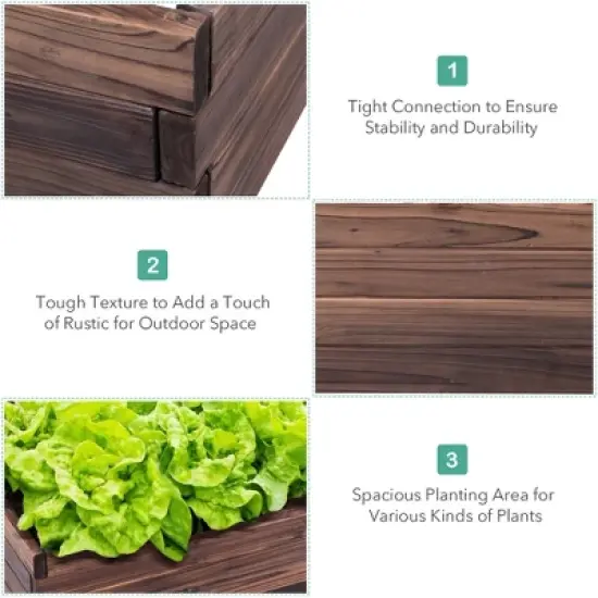 Costway Wooden Raised Garden Bed Kit - Elevated Planter Box For Growing Herbs Vegetable image {7}