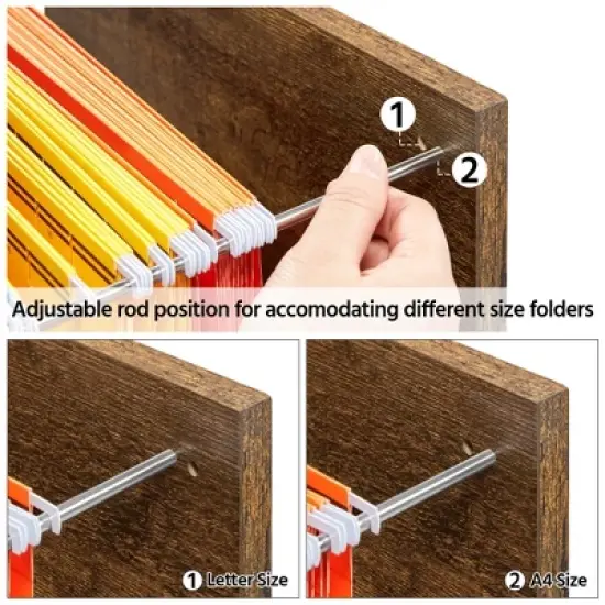 Yaheetech Vintage File Cabinet with 2 Drawers and Storage Shelves for Home, Office image {4}