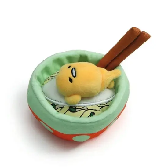 Enesco Gudetama the Lazy Egg Noodle Bowl w/ Chopsticks 4.5-Inch Plush image {1}