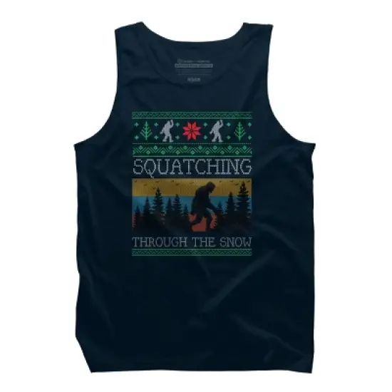 Men's Design By Humans Christmas Retro Sasquatch Vintage Bigfoot Ugly Christmas Sweater By pahari Tank Top image {5}