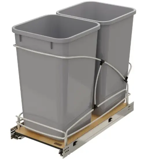 Rev-A-Shelf Steel Bottom Mount Waste Bin Trash Container for Under Kitchen Cabinet with Soft Close image {6}