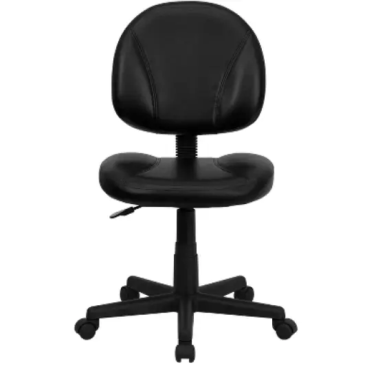 Mid-Back Black Leather Ergonomic Swivel Task Chair - Belnick image {3}