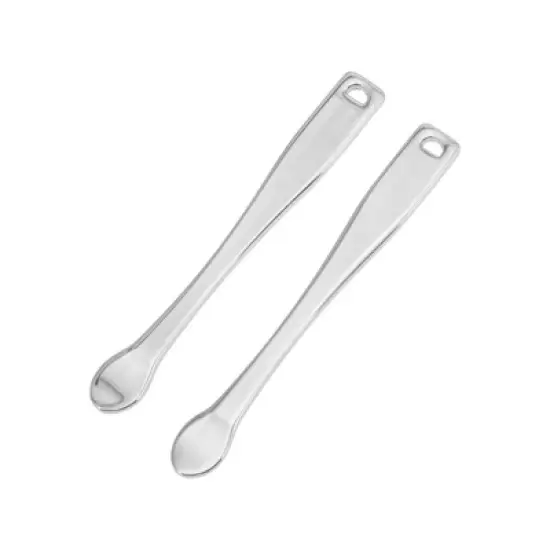 Unique Bargains Hangable Comma Shape Mini Makeup Cosmetic Spoon Silver Tone 2 Pcs image {6}