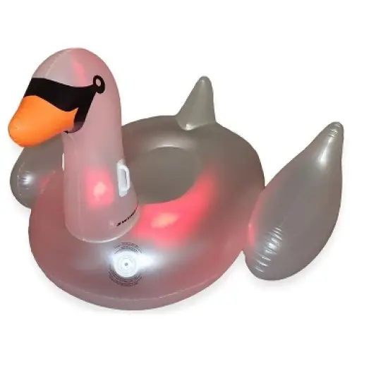 Swim Central 75" Inflatable LED Lighted Color Changing Swimming Pool Ride-On Swan Float Lounger image {4}