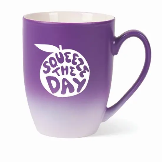 Elanze Designs Squeeze The Day Two Toned Ombre Matte 10 ounce New Bone China Coffee Tea Cup Mug, Purple and White image {5}