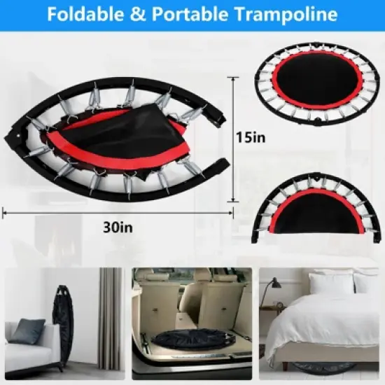 HONGGE 40" Fitness Mini Trampoline Exercise Rebounder with Adjustable Handle Max Load 450lbs image {7}