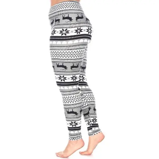 Women's Plus Size Printed Leggings - One Size Fits Most Plus - White Mark image {1}