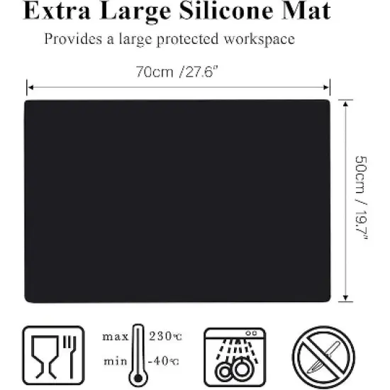 JDICTION Extra Large Silicone Craft Mat 27.5" x 19.6" - Jewelry Resin Casting Mold & Heat Resistant Table Protector, Non-Skid Black image {1}