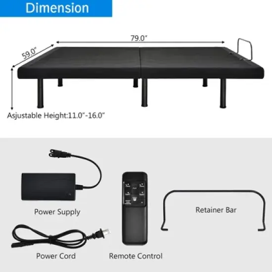 Costway Adjustable Bed Base Electric Bed Frame with Massage Remote Control Queen image {2}