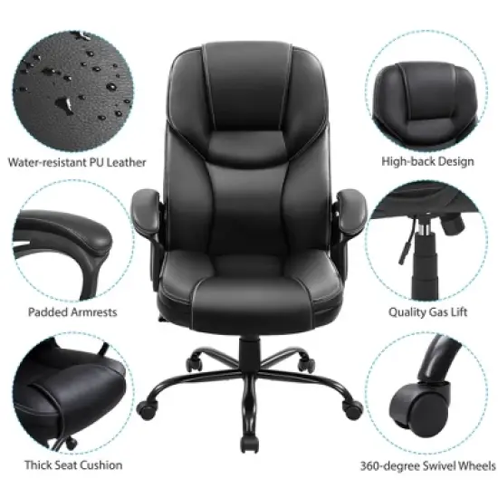 Yaheetech Faux Leather Executive Office Chair with Ergonomic High Back image {3}