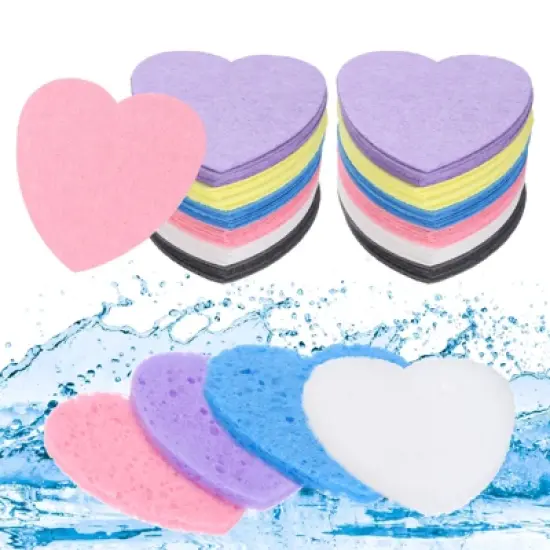 Unique Bargains Portable High-Temperature Resistant Non-Irritating Face Cleansing Sponges Heart-Shaped 120 Pcs image {8}