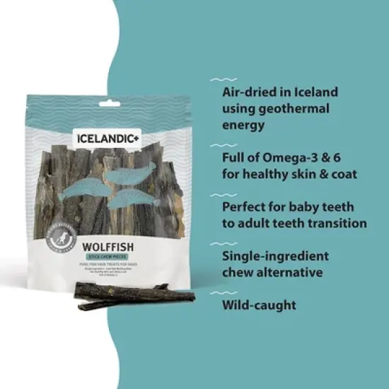 Icelandic+ Sticks & Pieces: Wolffish 9oz - Pure Fish Skin Dog Treats, Air-Dried Single Ingredient Long Lasting Chews image {3}