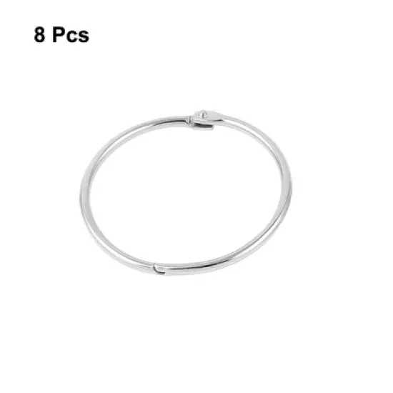 Unique Bargains Metal Book Loose Leaf Binder Hinge Snap Key Rings 2.1" Outside Dia 8 Pcs image {1}
