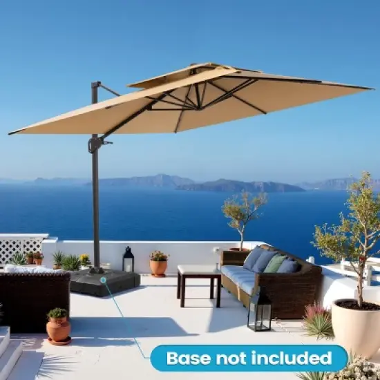 Crestlive Products 10FT Square Double Top Cantilever Umbrella Outdoor UV30+ 360 Degree Rotation Offset Umbrella 6 Heights Adjustable image {13}