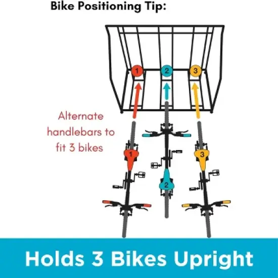 BirdRock Home 3-Bike Stand Rack with Storage - Black image {6}