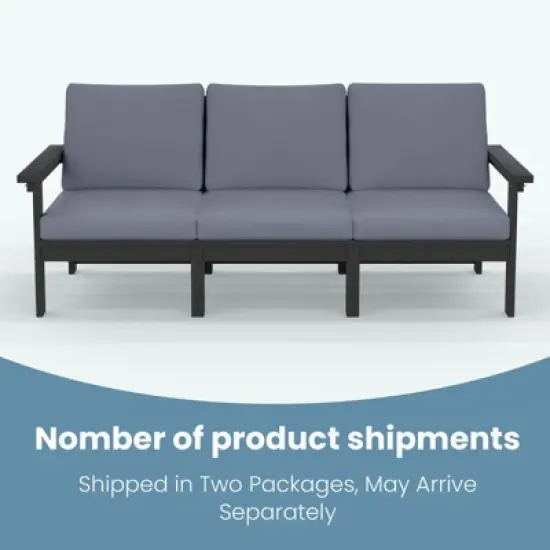 Hyleory 3-Seat Patio Accent Chair With Cushion,HDPE  Patio Sofa With Loose Cushion image {3}