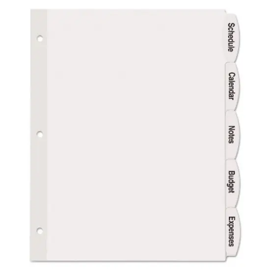 Avery Big Tab White Label Tab Dividers 5-Tab Letter 14434 image {1}
