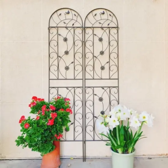 NicBex 2 Pack Garden Trellis 86.7"X19.7" Tomato Trellis, Rust-Proof Plant Climbing Support Suitable for Garden, Brown image {2}