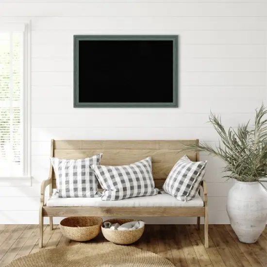 39"x27" Upcycled Wood Frame Black Cork Board Teal/Gray - Amanti Art image {4}