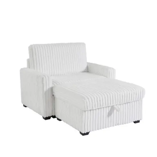 Living Room Sofa and seat with Storage Box ,for Bedroom, Office, Large-White image {2}
