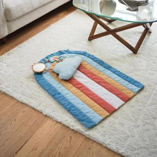 Itzy Ritzy Rainbow Tummy Time Play Mat with Cloud Bolster and Two Toys image {12}