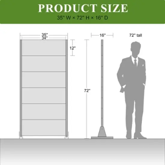 SpassWay 72"H 35"W Outdoor Metal Garden Trellis Privacy Screen Lattice Panel Indoor Room Divider In Black image {5}